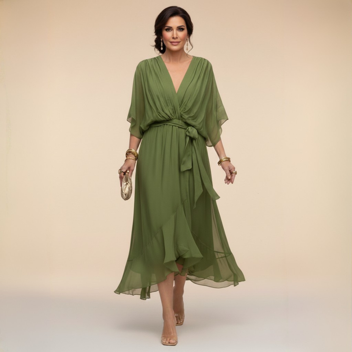 DELACROIX | Robe en chiffon à décolleté V
